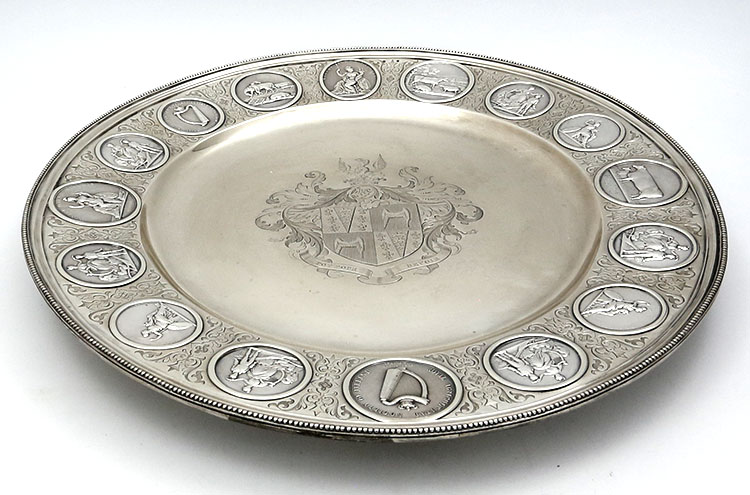Irish antique silver charger by John Smyth retailed by West and Son
